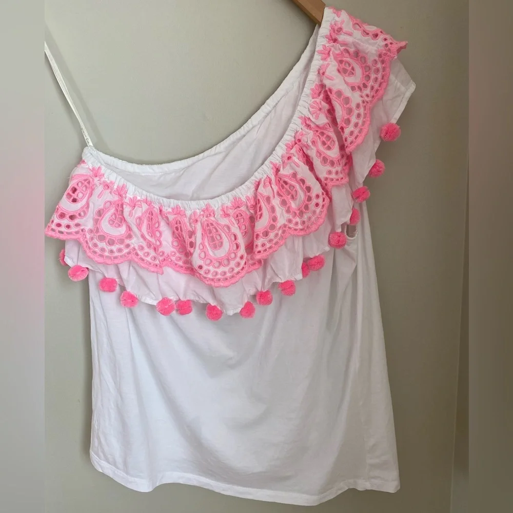 Lilly Pulitzer Idara One-shoulder Top Resort White XL Beach Vacation Tropical - Picture 7 of 13